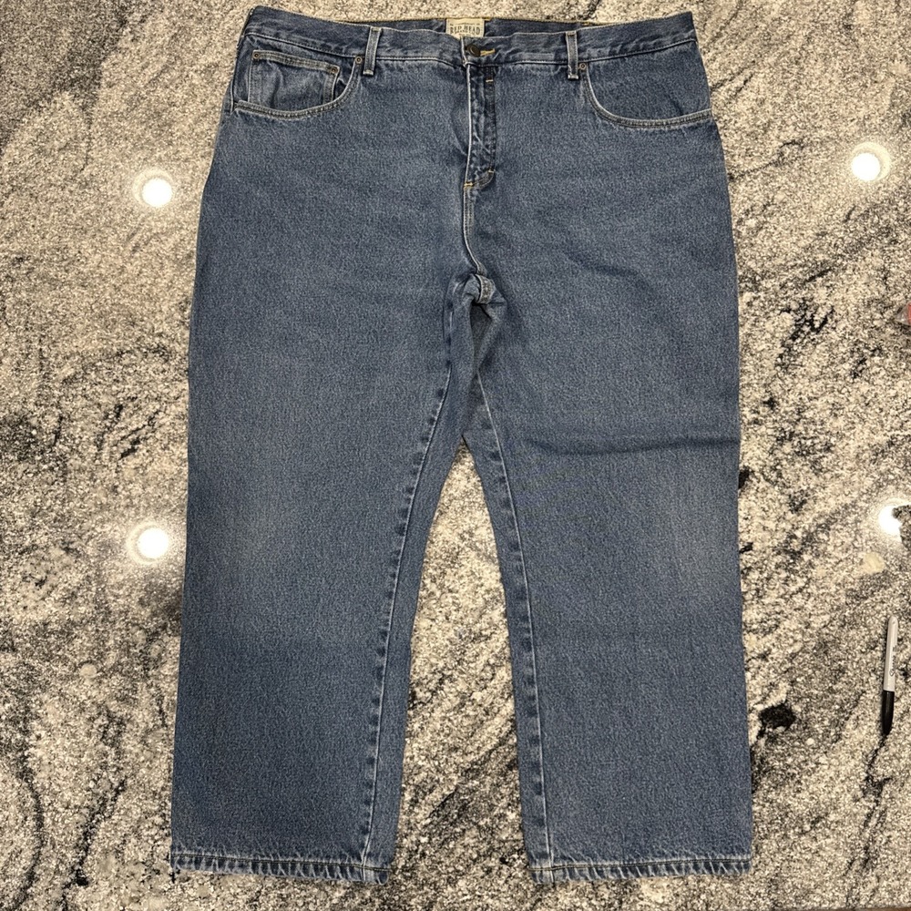 Red Head Brand Relaxed Blue Jeans Mens 44 X 30 Denim Plaid Insulated #581